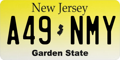 NJ license plate A49NMY