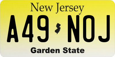 NJ license plate A49NOJ