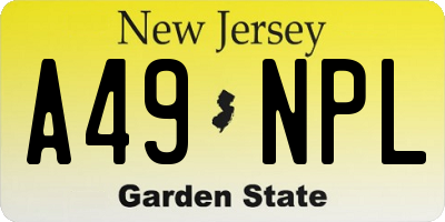 NJ license plate A49NPL