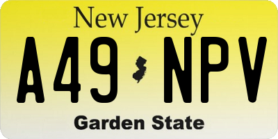 NJ license plate A49NPV