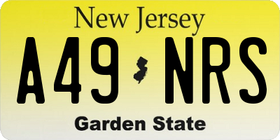 NJ license plate A49NRS