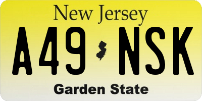 NJ license plate A49NSK