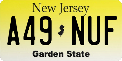 NJ license plate A49NUF