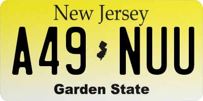 NJ license plate A49NUU