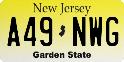 NJ license plate A49NWG
