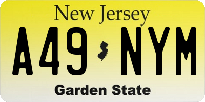 NJ license plate A49NYM