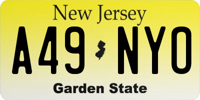 NJ license plate A49NYO