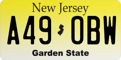 NJ license plate A49OBW