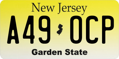 NJ license plate A49OCP