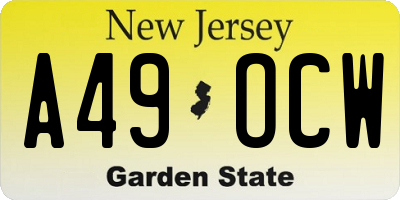NJ license plate A49OCW