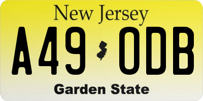 NJ license plate A49ODB