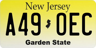 NJ license plate A49OEC