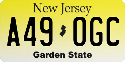 NJ license plate A49OGC