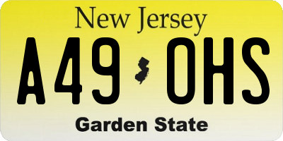 NJ license plate A49OHS