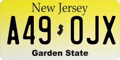 NJ license plate A49OJX