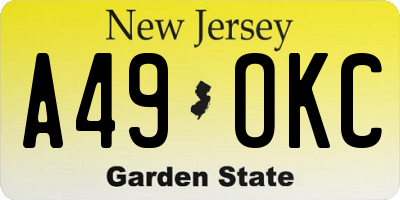 NJ license plate A49OKC