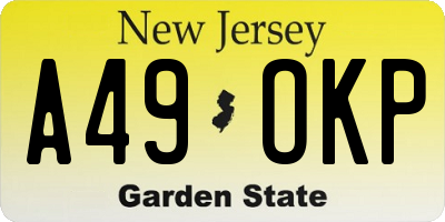 NJ license plate A49OKP