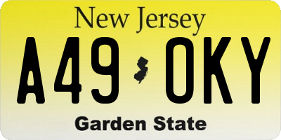 NJ license plate A49OKY