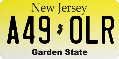 NJ license plate A49OLR