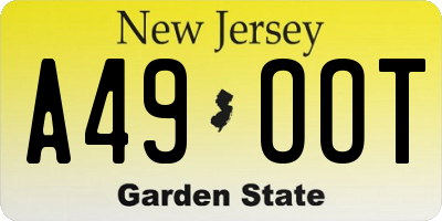 NJ license plate A49OOT