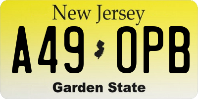 NJ license plate A49OPB