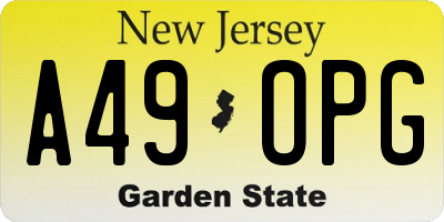 NJ license plate A49OPG