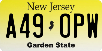 NJ license plate A49OPW