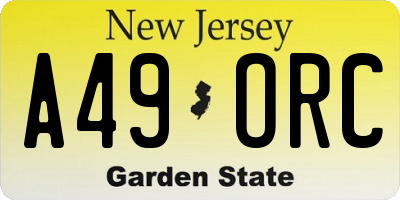 NJ license plate A49ORC