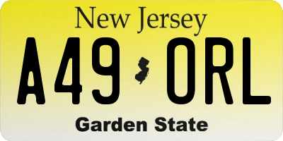 NJ license plate A49ORL
