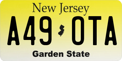 NJ license plate A49OTA