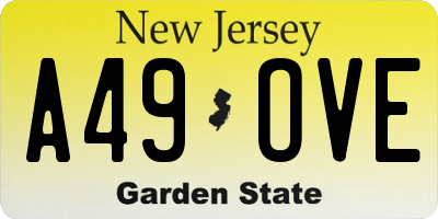 NJ license plate A49OVE