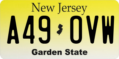 NJ license plate A49OVW