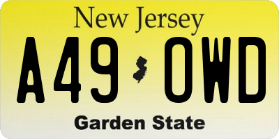 NJ license plate A49OWD