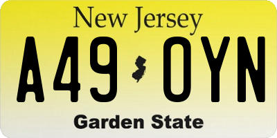 NJ license plate A49OYN