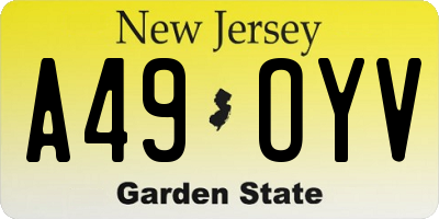NJ license plate A49OYV