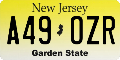 NJ license plate A49OZR