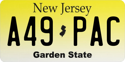 NJ license plate A49PAC