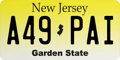 NJ license plate A49PAI