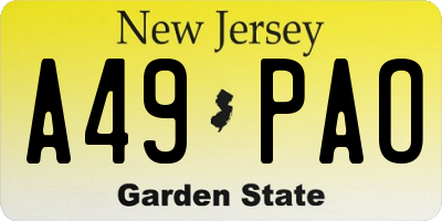 NJ license plate A49PAO
