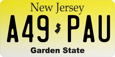 NJ license plate A49PAU