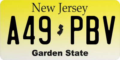 NJ license plate A49PBV