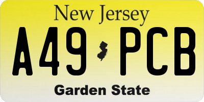 NJ license plate A49PCB
