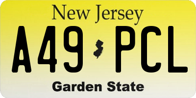 NJ license plate A49PCL