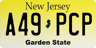NJ license plate A49PCP
