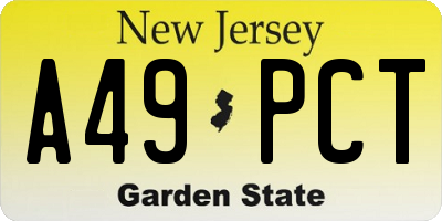 NJ license plate A49PCT