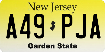 NJ license plate A49PJA