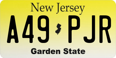 NJ license plate A49PJR