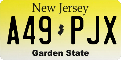 NJ license plate A49PJX