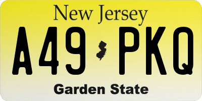 NJ license plate A49PKQ