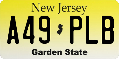 NJ license plate A49PLB